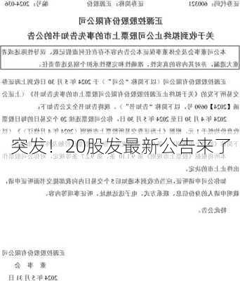 突发！20股发最新公告来了