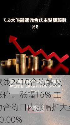 欧线2410合约触及涨停、涨幅16% 主力合约日内涨幅扩大至10.00%