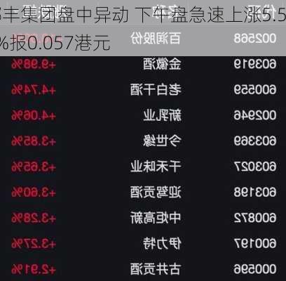 椰丰集团盘中异动 下午盘急速上涨5.56%报0.057港元