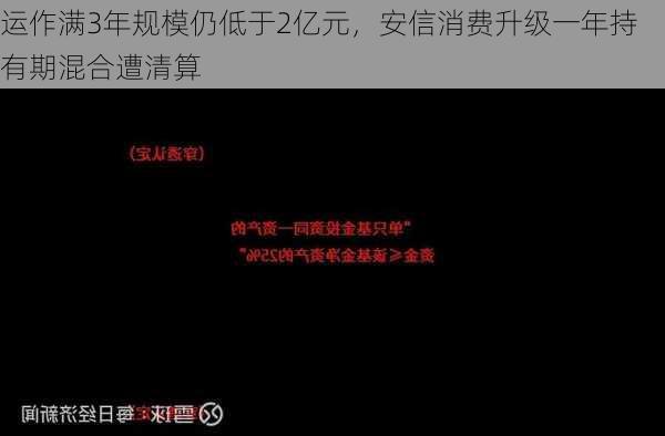 运作满3年规模仍低于2亿元，安信消费升级一年持有期混合遭清算