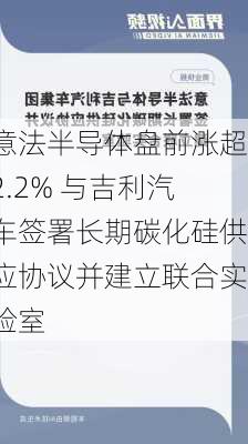 意法半导体盘前涨超2.2% 与吉利汽车签署长期碳化硅供应协议并建立联合实验室