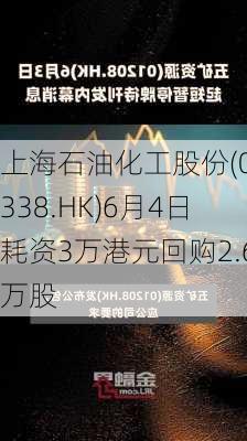 上海石油化工股份(00338.HK)6月4日耗资3万港元回购2.6万股