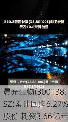 晨光生物(300138.SZ)累计回购6.27%股份 耗资3.66亿元