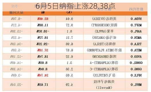 6月5日纳指上涨28.38点