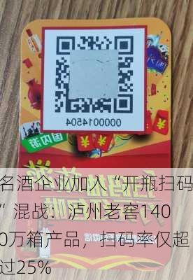 名酒企业加入“开瓶扫码”混战：泸州老窖1400万箱产品，扫码率仅超过25%