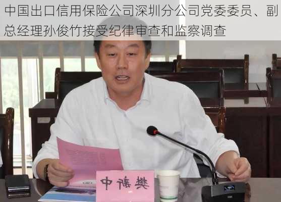 中国出口信用保险公司深圳分公司党委委员、副总经理孙俊竹接受纪律审查和监察调查