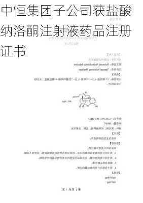 中恒集团子公司获盐酸纳洛酮注射液药品注册证书