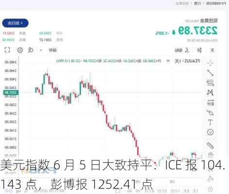 美元指数 6 月 5 日大致持平：ICE 报 104.143 点，彭博报 1252.41 点