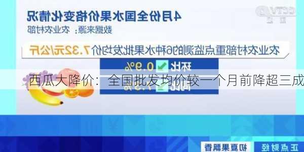 西瓜大降价：全国批发均价较一个月前降超三成