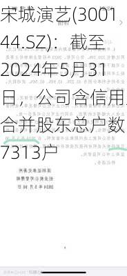 宋城演艺(300144.SZ)：截至2024年5月31日，公司含信用账户合并股东总户数为77313户