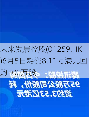 未来发展控股(01259.HK)6月5日耗资8.11万港元回购100万股