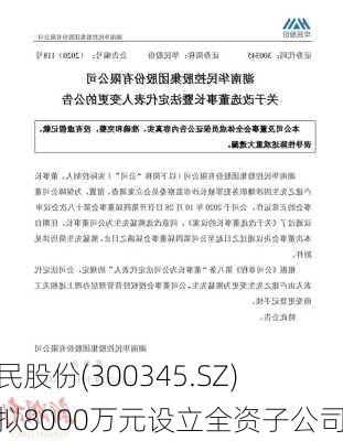 华民股份(300345.SZ)：拟8000万元设立全资子公司