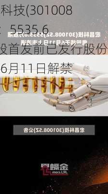 宏昌科技(301008.SZ)：5535.60万股首发前已发行股份将于6月11日解禁