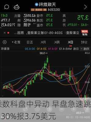 尚乘数科盘中异动 早盘急速跳水5.30%报3.75美元