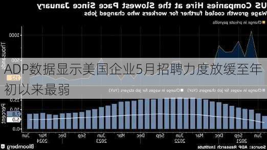 ADP数据显示美国企业5月招聘力度放缓至年初以来最弱