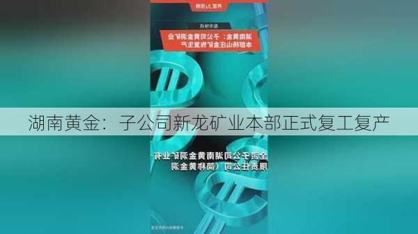 湖南黄金：子公司新龙矿业本部正式复工复产