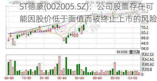 ST德豪(002005.SZ)：公司股票存在可能因股价低于面值而被终止上市的风险