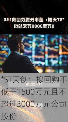 *ST天创：拟回购不低于1500万元且不超过3000万元公司股份