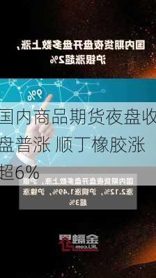 国内商品期货夜盘收盘普涨 顺丁橡胶涨超6%