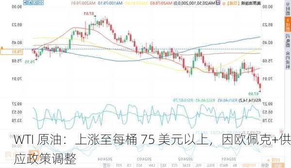 WTI 原油：上涨至每桶 75 美元以上，因欧佩克+供应政策调整