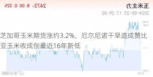 芝加哥玉米期货涨约3.2%，厄尔尼诺干旱造成赞比亚玉米收成创最近16年新低