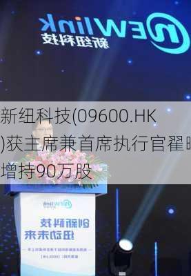 新纽科技(09600.HK)获主席兼首席执行官翟曙春增持90万股