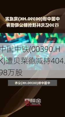 中国中铁(00390.HK)遭贝莱德减持404.98万股