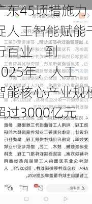 广东45项措施力促人工智能赋能千行百业    到2025年，人工智能核心产业规模超过3000亿元