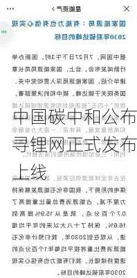 中国碳中和公布寻锂网正式发布上线