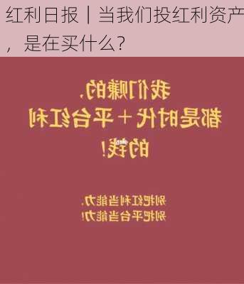 红利日报｜当我们投红利资产，是在买什么？