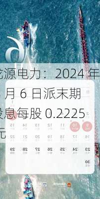 龙源电力：2024 年 8 月 6 日派末期股息每股 0.2225 元