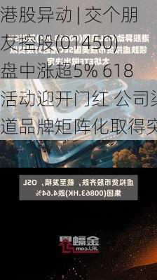 港股异动 | 交个朋友控股(01450)盘中涨超5% 618活动迎开门红 公司渠道品牌矩阵化取得突破