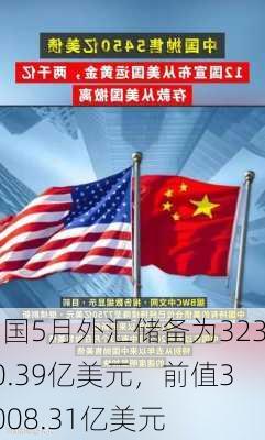 中国5月外汇储备为32320.39亿美元，前值32008.31亿美元