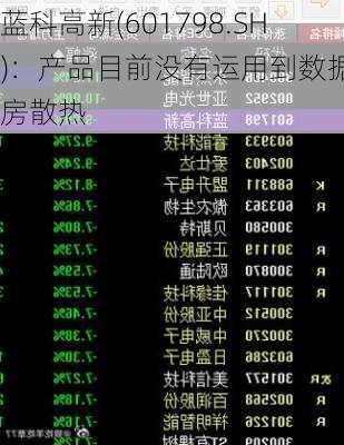 蓝科高新(601798.SH)：产品目前没有运用到数据机房散热