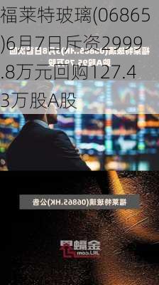 福莱特玻璃(06865)6月7日斥资2999.8万元回购127.43万股A股