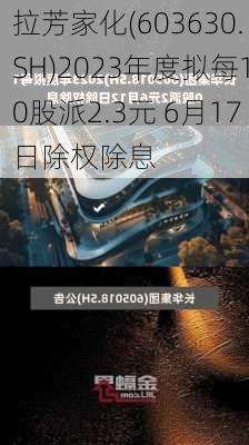 拉芳家化(603630.SH)2023年度拟每10股派2.3元 6月17日除权除息