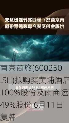 南京商旅(600250.SH)拟购买黄埔酒店100%股份及南商运营49%股份 6月11日复牌