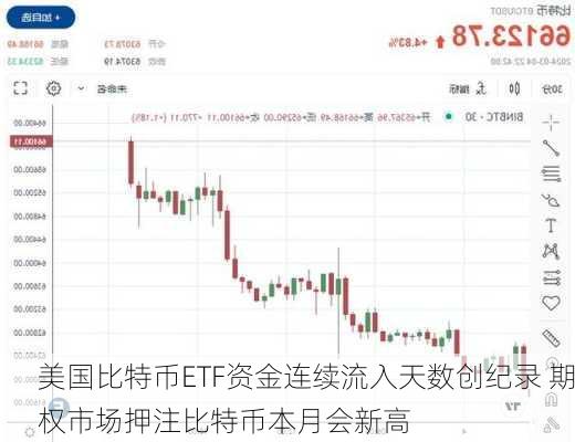 美国比特币ETF资金连续流入天数创纪录 期权市场押注比特币本月会新高