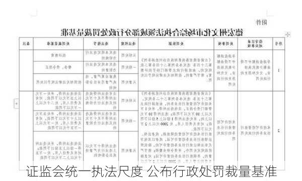 证监会统一执法尺度 公布行政处罚裁量基准