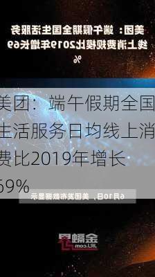 美团：端午假期全国生活服务日均线上消费比2019年增长69%