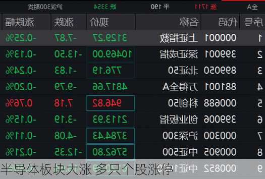 半导体板块大涨 多只个股涨停