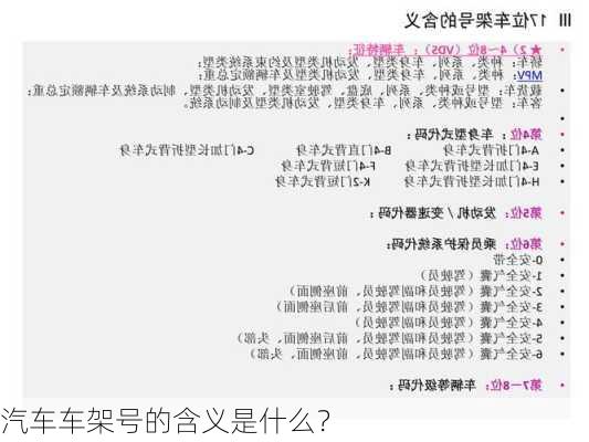 汽车车架号的含义是什么？