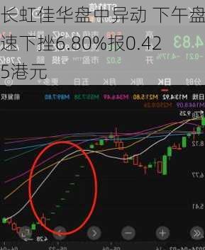 长虹佳华盘中异动 下午盘快速下挫6.80%报0.425港元