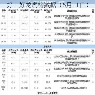 好上好龙虎榜数据（6月11日）