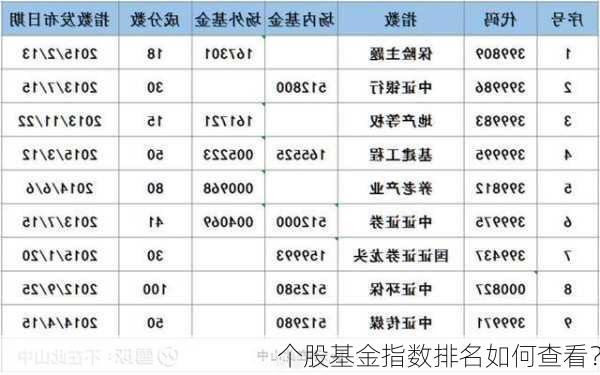 个股基金指数排名如何查看？