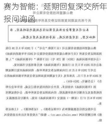 赛为智能：延期回复深交所年报问询函