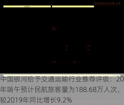 中国银河给予交通运输行业推荐评级：2024年端午预计民航旅客量为188.68万人次，较2019年同比增长9.2%