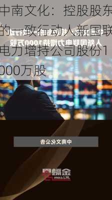 中南文化：控股股东的一致行动人新国联电力增持公司股份1000万股