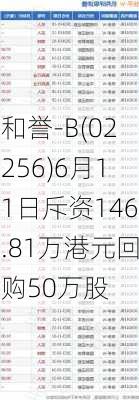 和誉-B(02256)6月11日斥资146.81万港元回购50万股