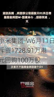 小米集团-W6月11日斥资1728.91万港元回购100万股